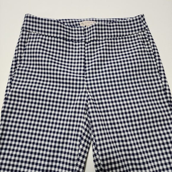 Elaine Rose Navy Gingham Stretch Mid Rise Straight Leg Ankle Pants - Picture 3 of 5